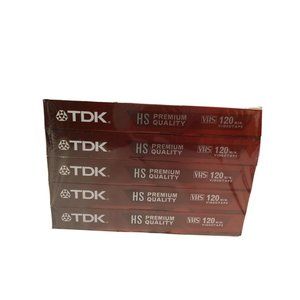 TDK Premium Quality Blank New VHS 5 Tapes 6hrs T-120 HS
